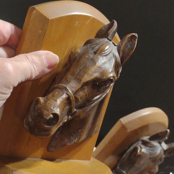 👍   MCM Wood Horse Book Ends  C2 - Picture 2 of 6